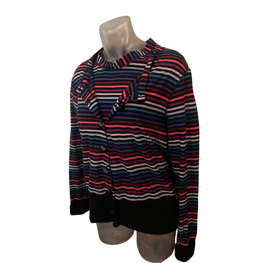 Vintage Y2K SONIA RYKIEL Stripe 2 Pc Twinset Cardigan & Top Black  Size Large L - Picture 2 of 11